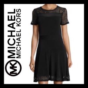 NWT Michael Kors XS Black Fit & Flare Mesh Dress
